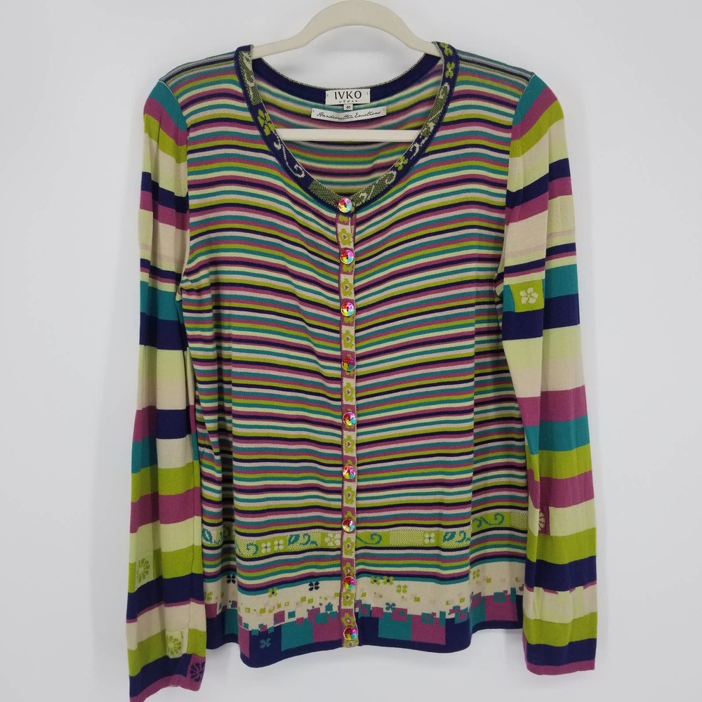 IVKO Multicolored Striped Cardigan Sweater 40